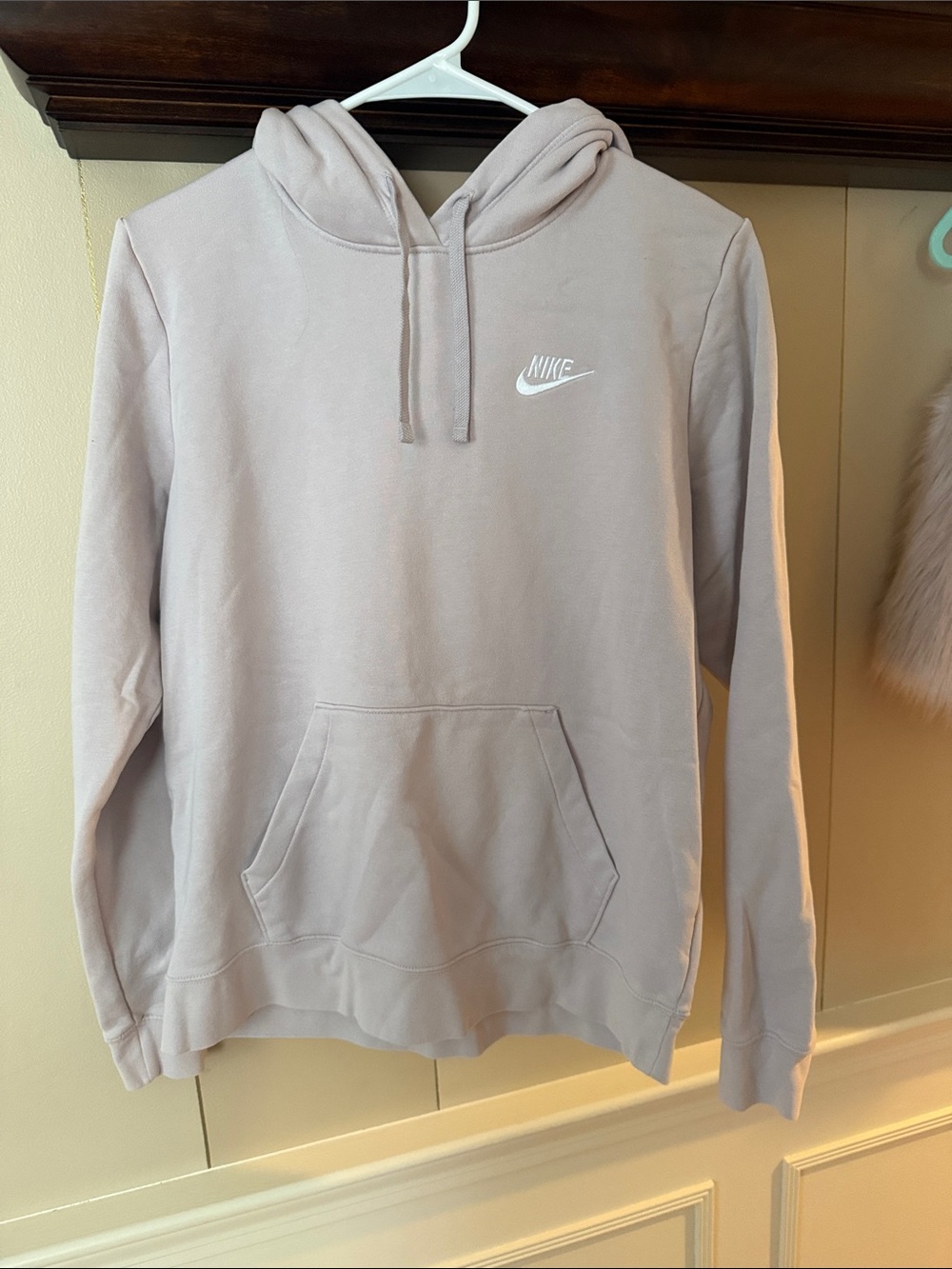 Nike Light Mauve Hoodie with white Swoosh